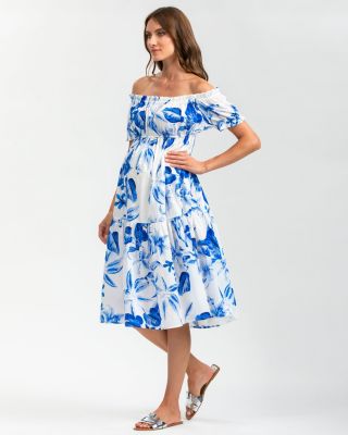 Maternity Off-the-Shoulder Floral Knee-Length Dress Lola