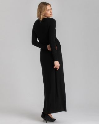 Maternity Maxi Arianna Dress with Ruching Long Sleeve