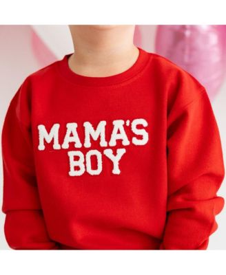 Little and Big Boys Mama's Boy Patch Valentine's Day Sweatshirt