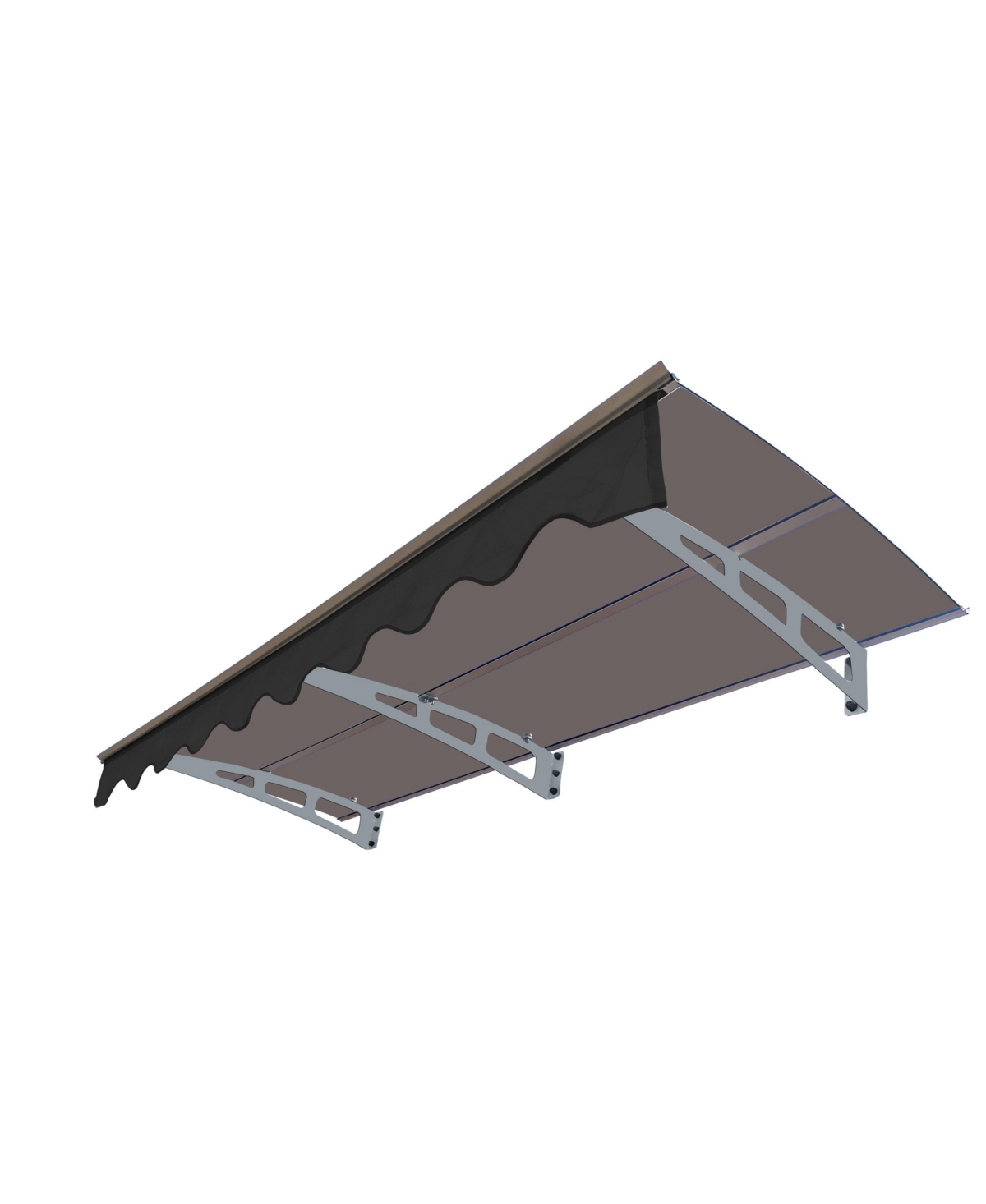 Door Window Awning Canopy Made of 0.137Inch Thick Crystal Solid Polycarbonate Sheet and Aluminum Alloy with Valance in size of 79" Wide x