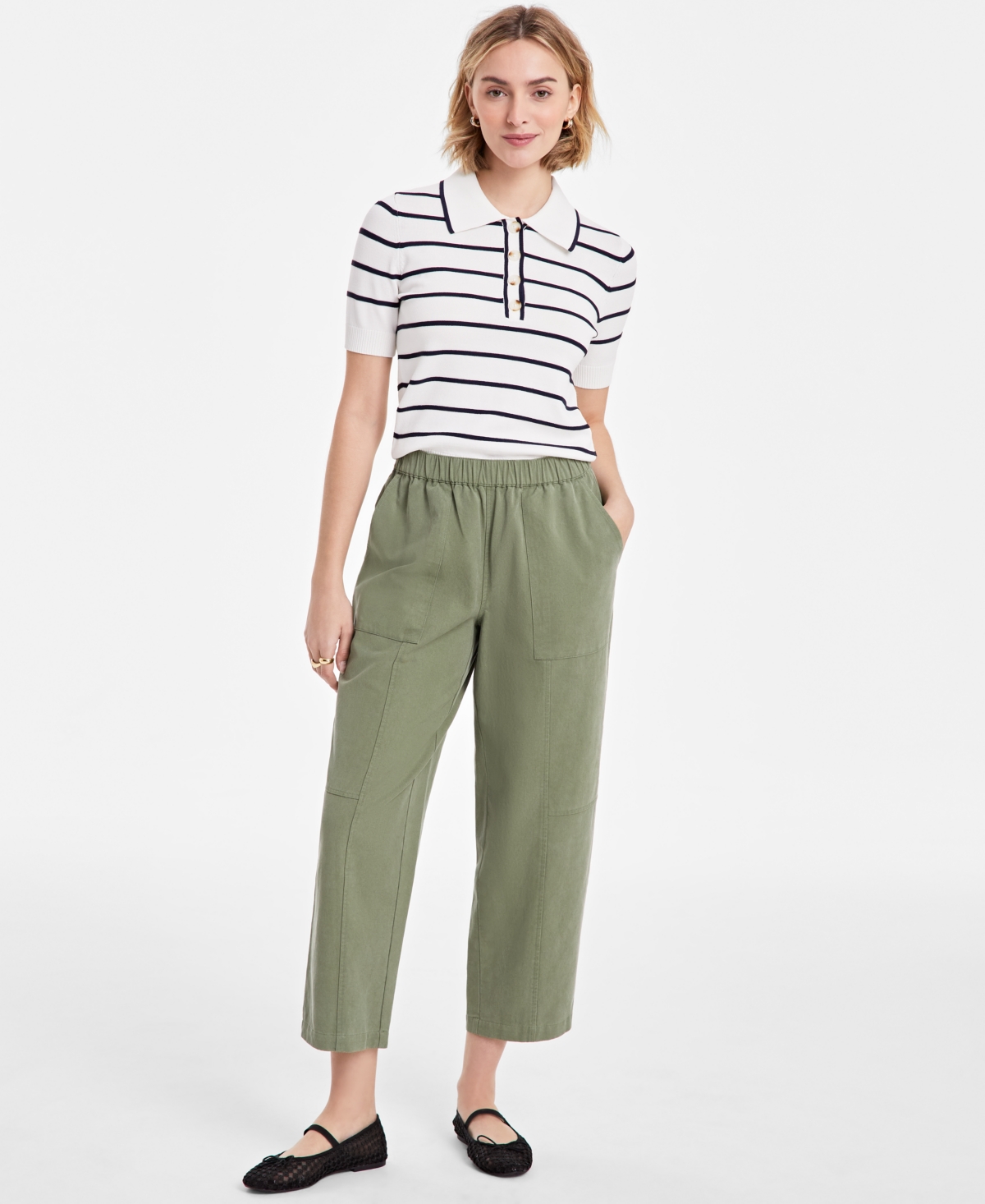 Women's Pull-On Utility Barrel Pants, Exclusively at Macy's - Olivine