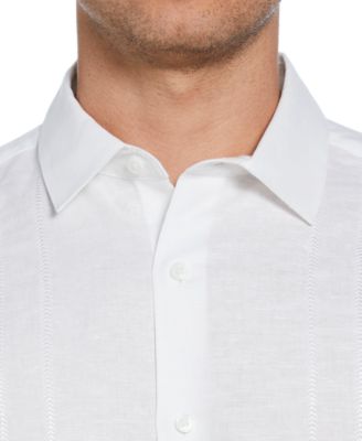 Men's Short Sleeve Panel Button-Front Linen Camp Shirt