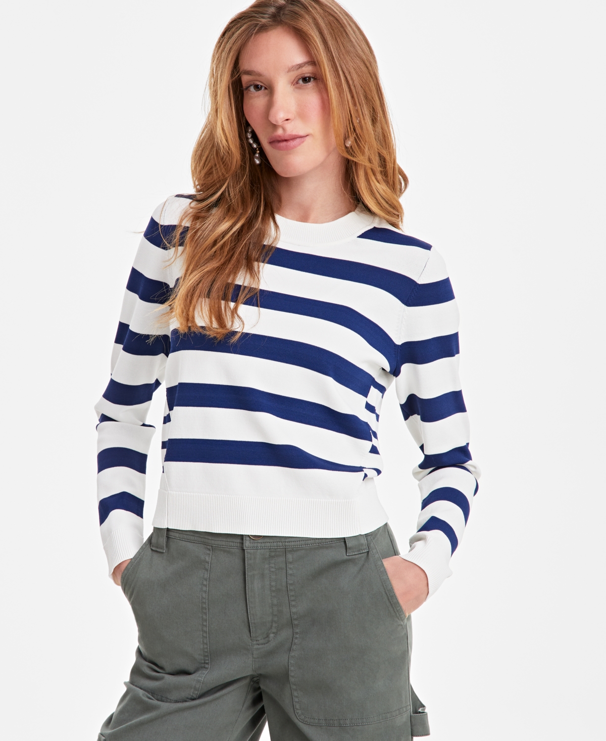 ON 34TH WOMEN'S MIXED-STRIPE RELAXED-FIT SWEATER, EXCLUSIVELY AT MACY'S 