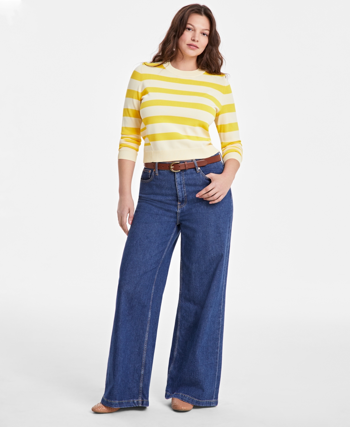 ON 34TH WOMEN'S MIXED-STRIPE RELAXED-FIT SWEATER, EXCLUSIVELY AT MACY'S 