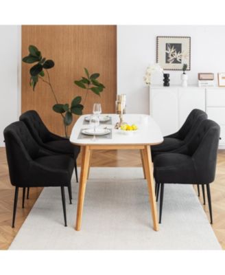 Modern Upholstered Dining Chairs Set of 4, Mid Century Kitchen Side Chairs with 5.12” Cushions and Back Pull Rod for Kitchen, Living Room