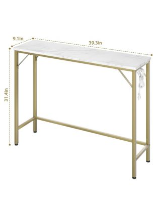 Farmhouse Console Tables with Power Outlet, 39.4" Entryway Table with Adjustable Feet, Behind Couch Table for Living Room, Entryway, Foyer