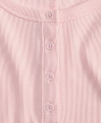 Women's Short Sleeve Ribbed Henley Tee, Exclusively at Macy's