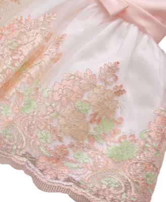 Baby Girls Scalloped Embroidery Satin Party Dress