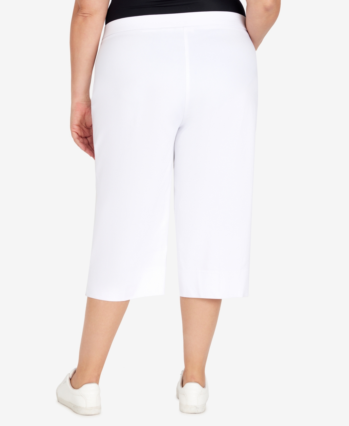 Alfred Dunner Plus Size Classic Neutrals Flat Front Split Hem Allure Clamdigger Pants In Pure White
