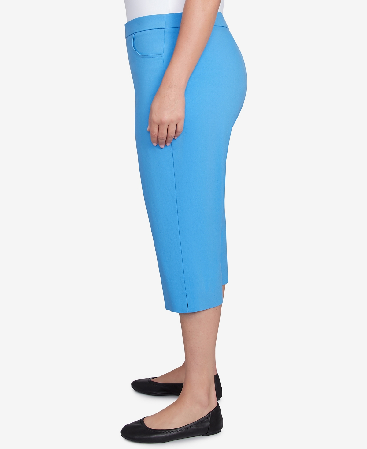 Alfred Dunner Plus Size Classic Flat Front Allure Clamdigger Pants In Azure