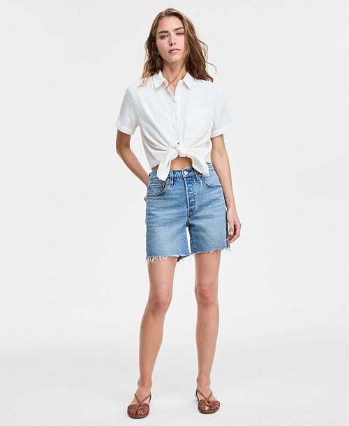 alfani Levi's 501® Mid-Thigh High Rise Straight Fit Denim Shorts Women's Fashion Shoes & Accessories