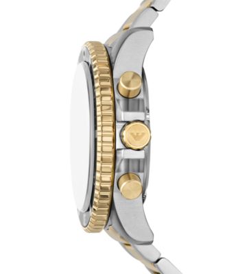 Men's Chronograph World Explorer Solar Two-Tone Stainless Steel Bracelet Watch 44mm