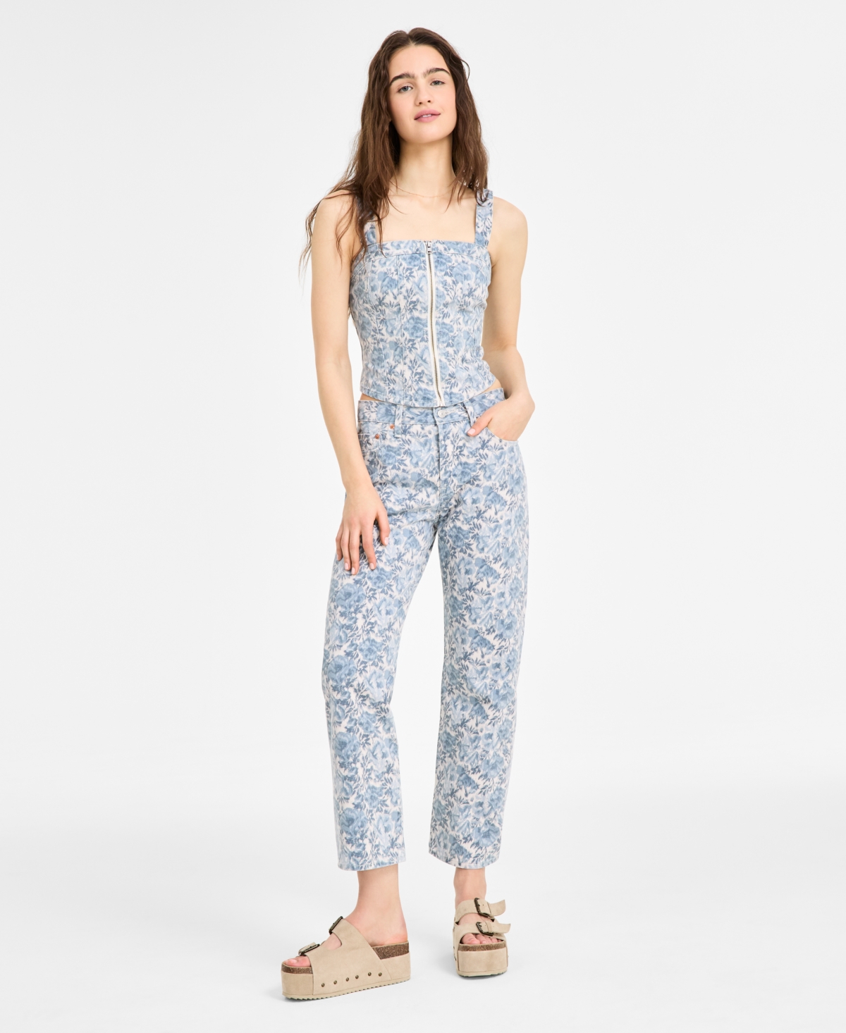 Levi's Levis Womens Floral Bustier Top Ankle Jeans In Ophelia Floral