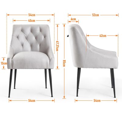 Modern Upholstered Dining Chairs Set of 6, Mid Century Kitchen Side Chairs with 5.12” Cushions and Back Pull Rod for Kitchen, Living Room