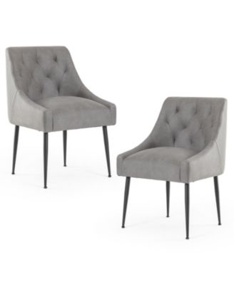 Modern Upholstered Dining Chairs Set of 6, Mid Century Kitchen Side Chairs with 5.12” Cushions and Back Pull Rod for Kitchen, Living Room