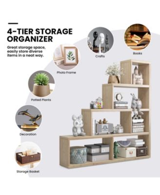 6 Cubes Ladder Shelf Corner Bookshelf Storage Bookcase