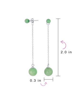 Simple Dangle Earrings with Black Onyx or Green Jade in Sterling Silver