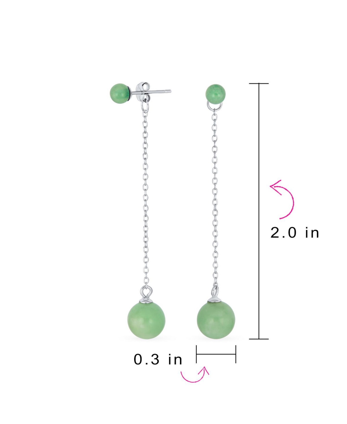 Bling Jewelry Simple Dangle Earrings with Black Onyx or Green Jade in Sterling Silver