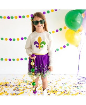 Little and Big Girls Mardi Gras Confetti Tutu Skirt