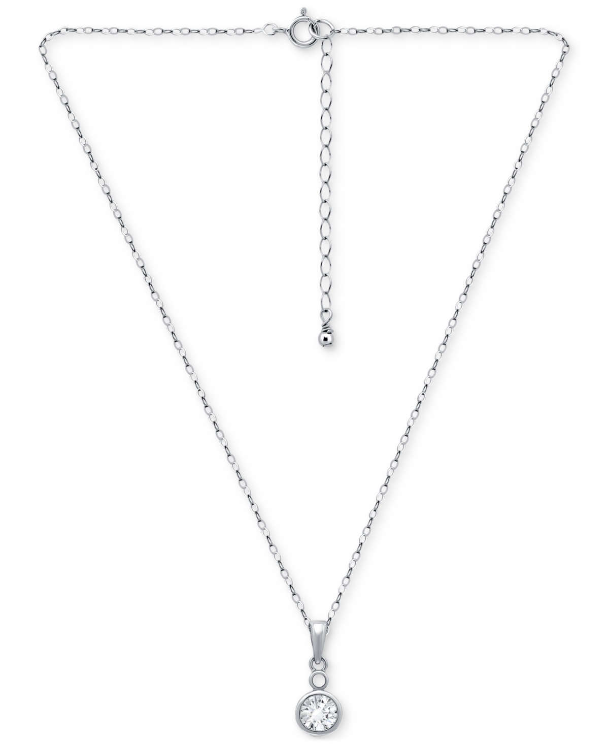 Giani Bernini Cubic Zirconia Bezel Solitaire Pendant Necklace In 18k Gold-plated Sterling Silver, 16" + 2" Extende In Silver