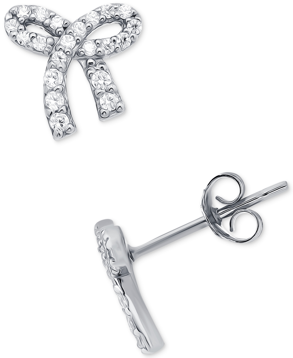Giani Bernini Cubic Zirconia Bow Stud Earrings In 18k Gold-plated Sterling Silver, Created For Macy's In Silver