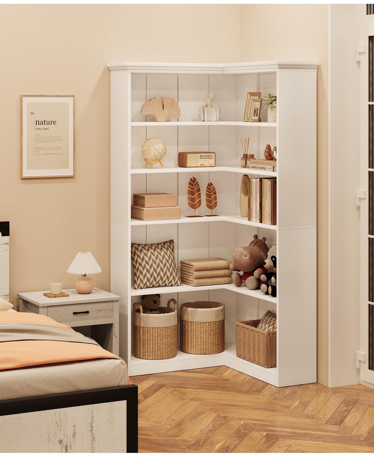 gaomon Corner Bookshelf 72.8in Farmhouse Bookcase Large