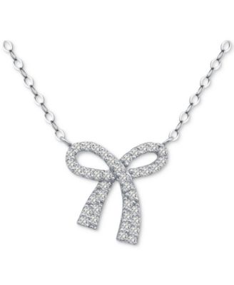 Cubic Zirconia Bow Pendant Necklace, 18" + 2" extender, Created for Macy's