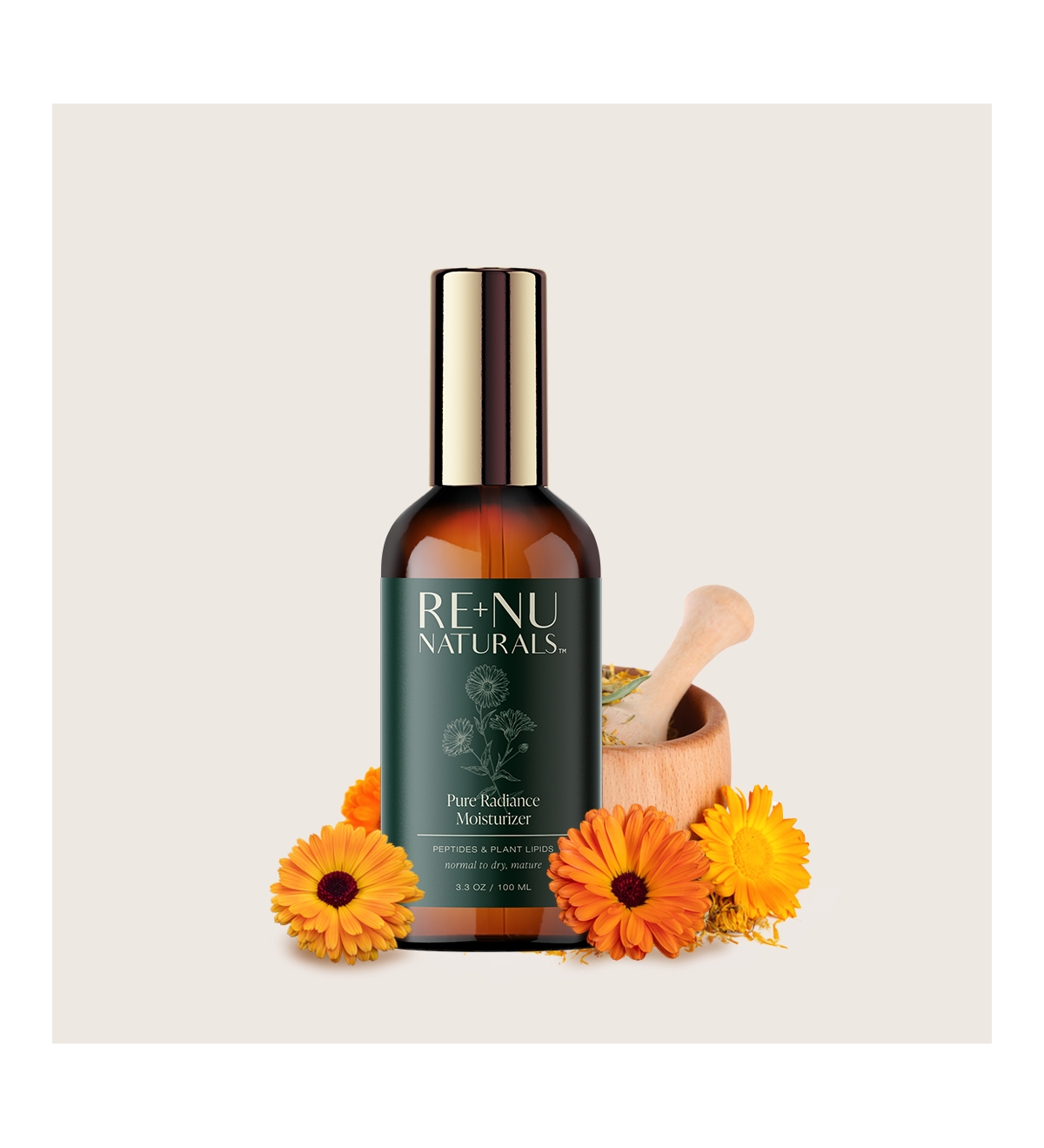 Renu Pure Radiance Face Moisturizer with active Peptides - Beige