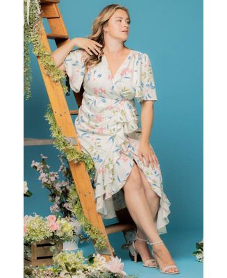 Plus Size Alexandra Ruffle Faux Wrap Gown