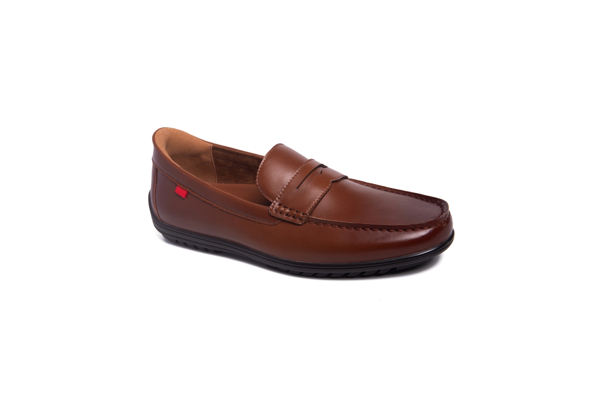 Men's John Street Hands-Free Slip On Technology Leather Penny Loafers - Cognac napa leather