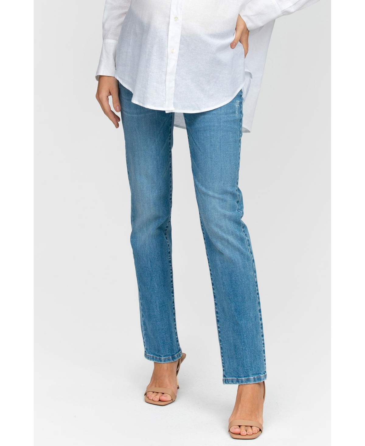 Pietro Brunelli Maternity Maternity Pietro Brunelli Extra Length Straight Jeans In Light Stoned Wash
