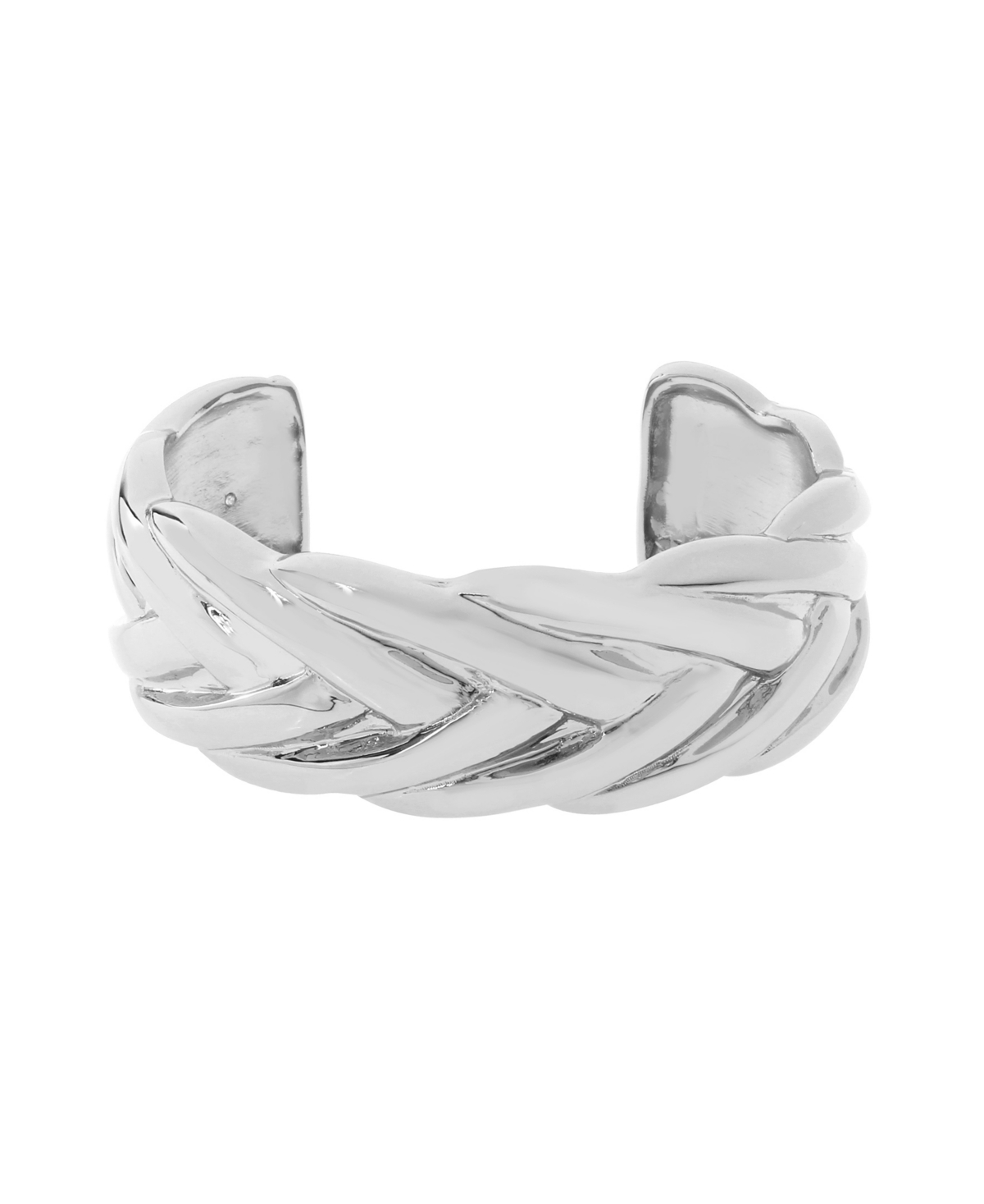 Steve Madden Rhodium Woven Twist Cuff Bracelets In Rhodium