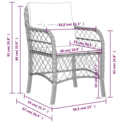 Patio Chairs with Cushions 2 pcs Black Poly Rattan