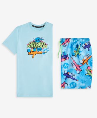 Under Armour Big Boys Ua Short-sleeve Super Soaker Graphic Surf Shirt In Stream