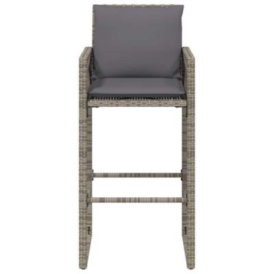 Garden Bar Stool Grey PE rattan, powder-coated steel, 100% polyester