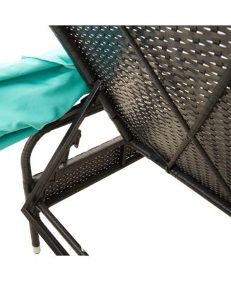 Sun Lounger with Canopy and Table Black Poly Rattan
