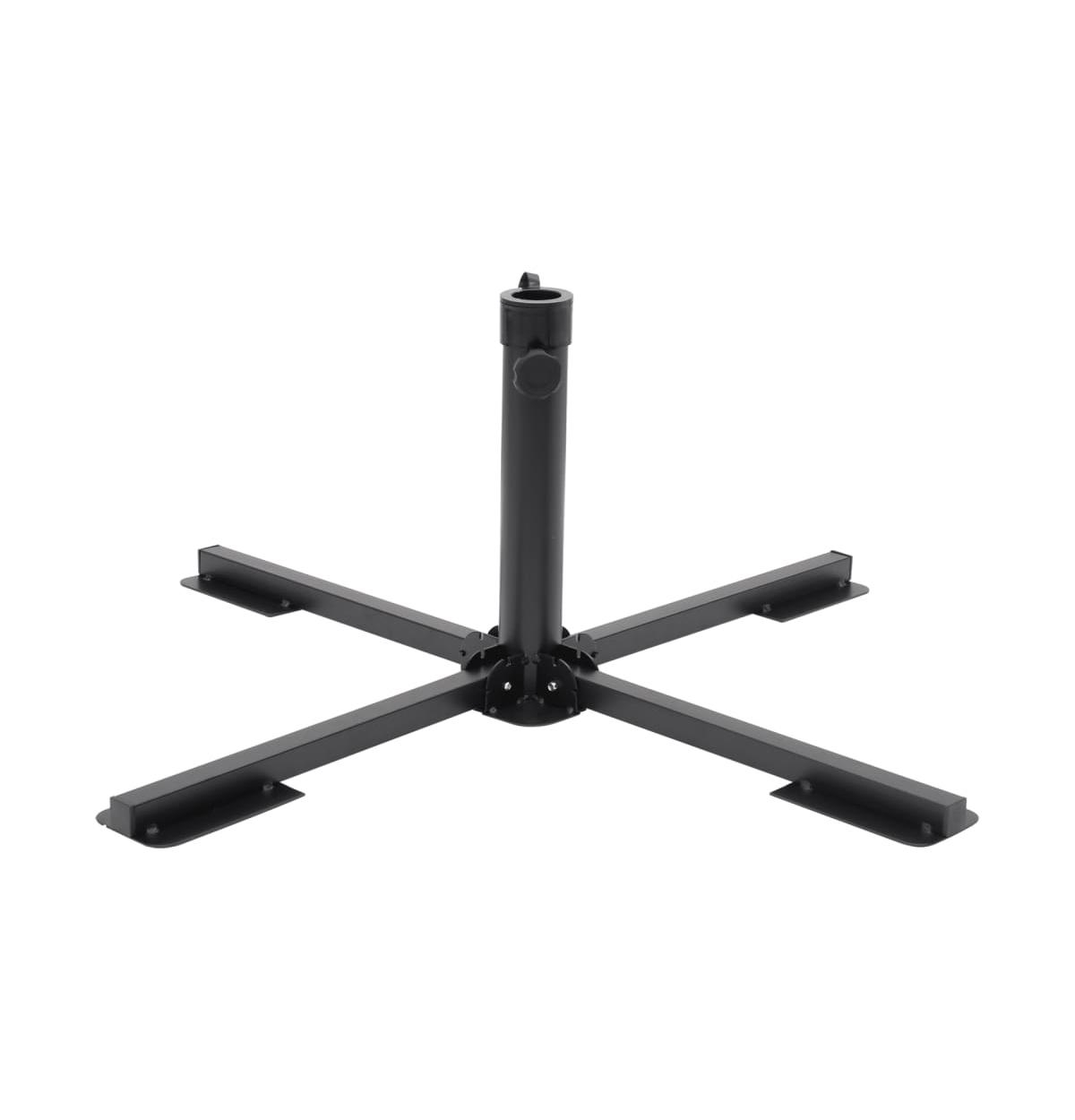 Parasol Base Foldable for 1.5"/1.9" Pole Glossy Black Steel - Black