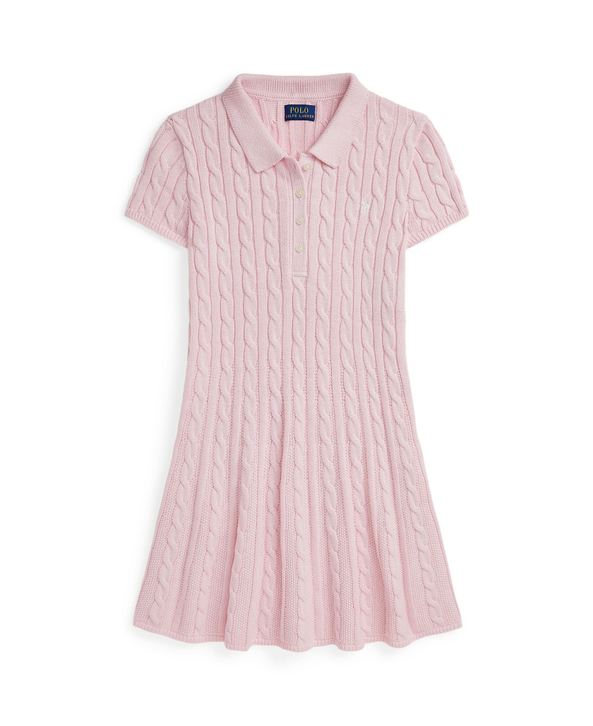 Polo Ralph Lauren Big Girls Cable-Knit Cotton Polo Sweater Dress - Hint of Pink