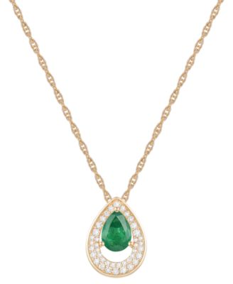 Sapphire (7/8 ct. t.w.) & Diamond (1/5 ct. t.w.) Pear Pendant 18" Necklace in 14k White Gold (Available in Ruby & Emerald)