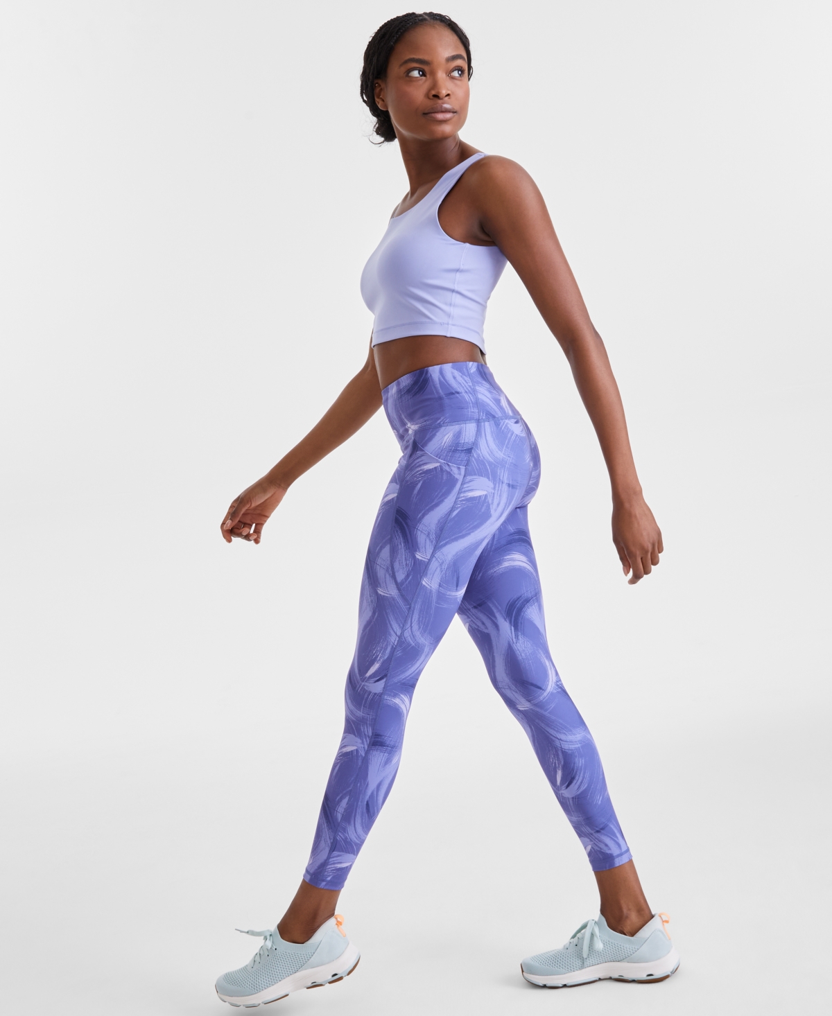 Id Ideology Women's Printed Compression Leggings, Exclusively At Macy's In Purple