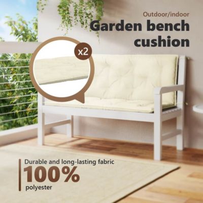 Garden Bench Cushion Cream White 47.2"x(19.7"+19.7")x2.8" Oxford Fabric