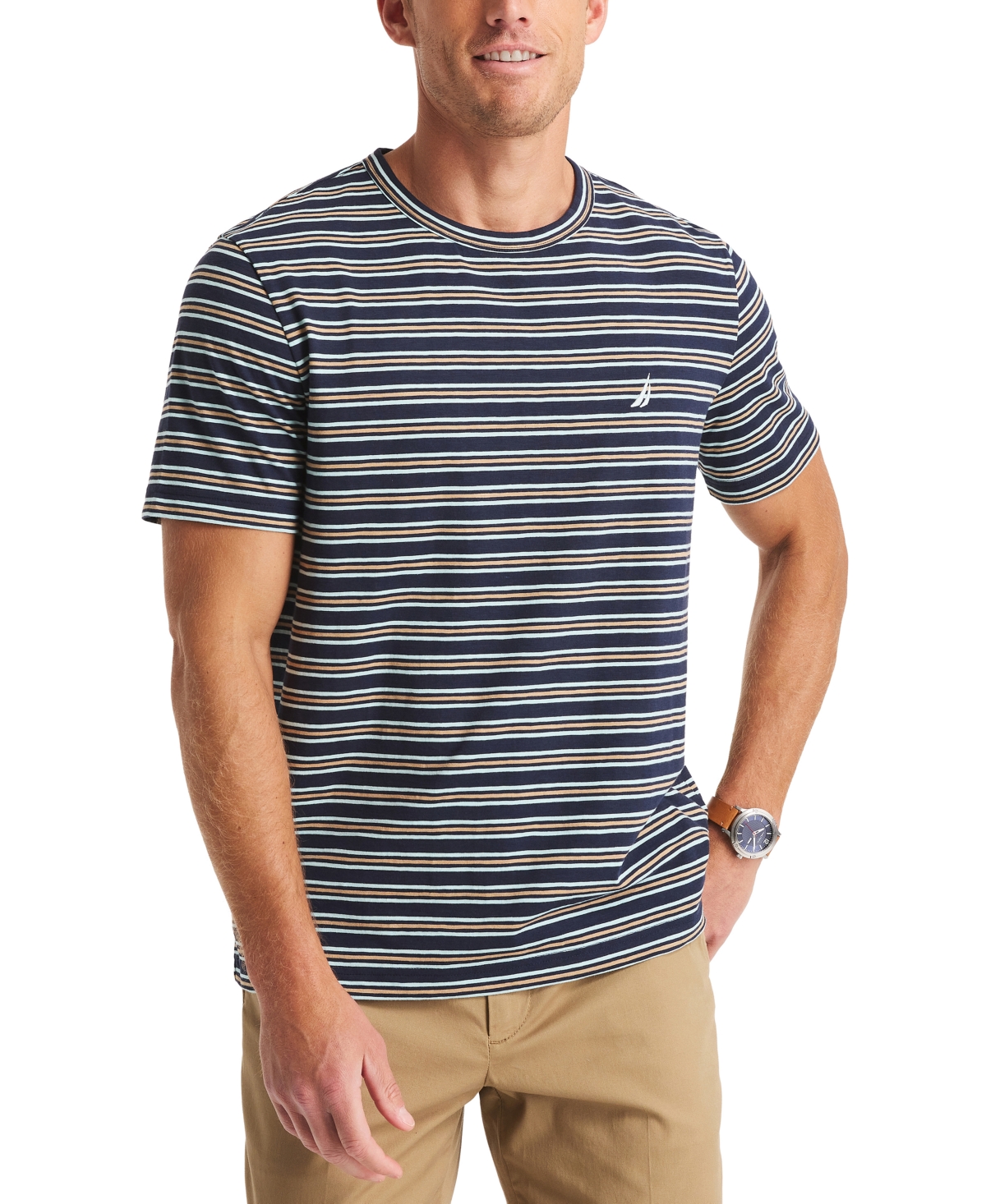 Men's Striped Crewneck T-Shirt - Navy Seas