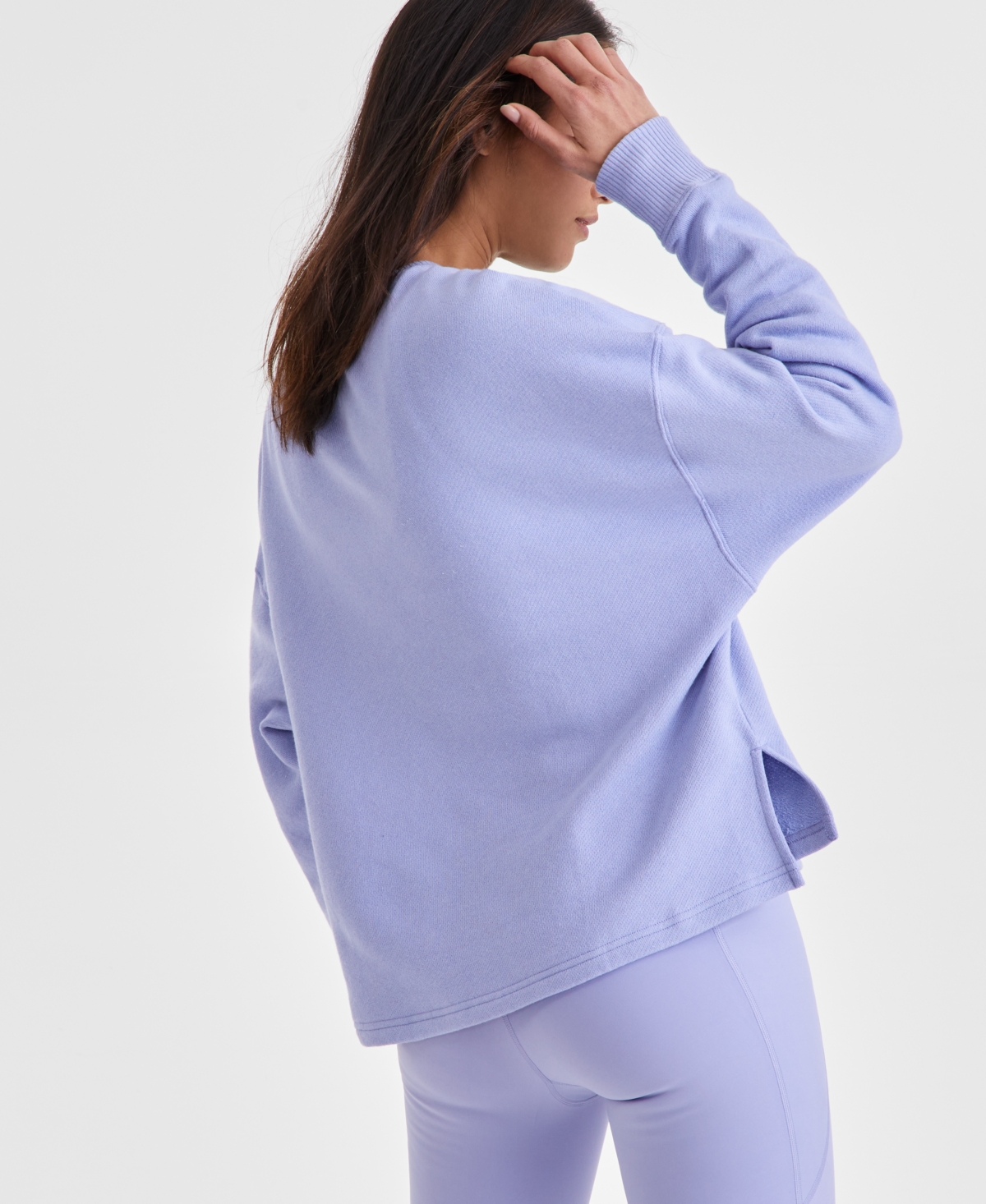 Id Ideology Women's Fitness Crewneck Knit Sweatshirt, Exclusively At Macy's In Thistle Down