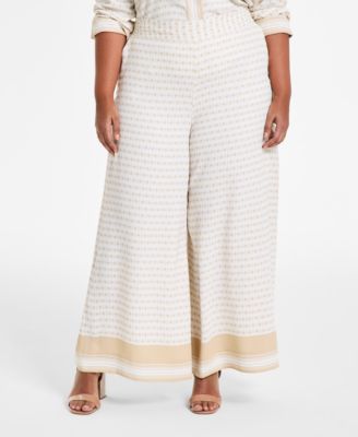 Plus Size Printed High-Rise Wide-Leg Pants
