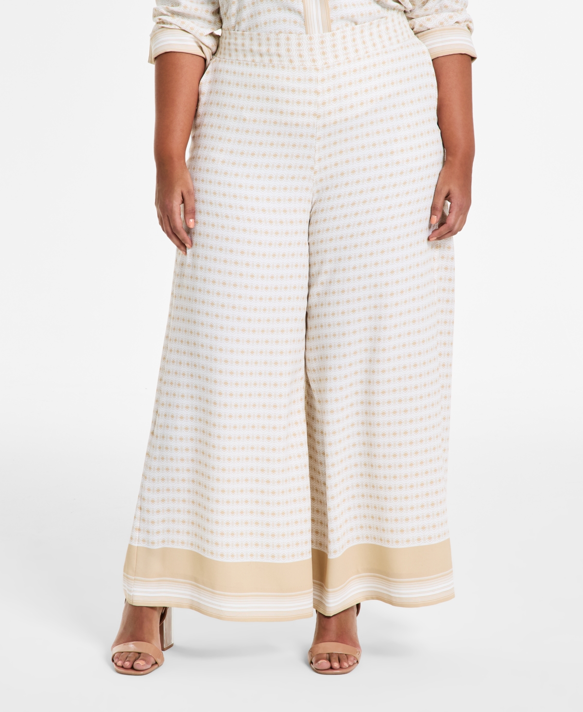 Vince Camuto Wide Leg Pants W Pckts In Natural Sand