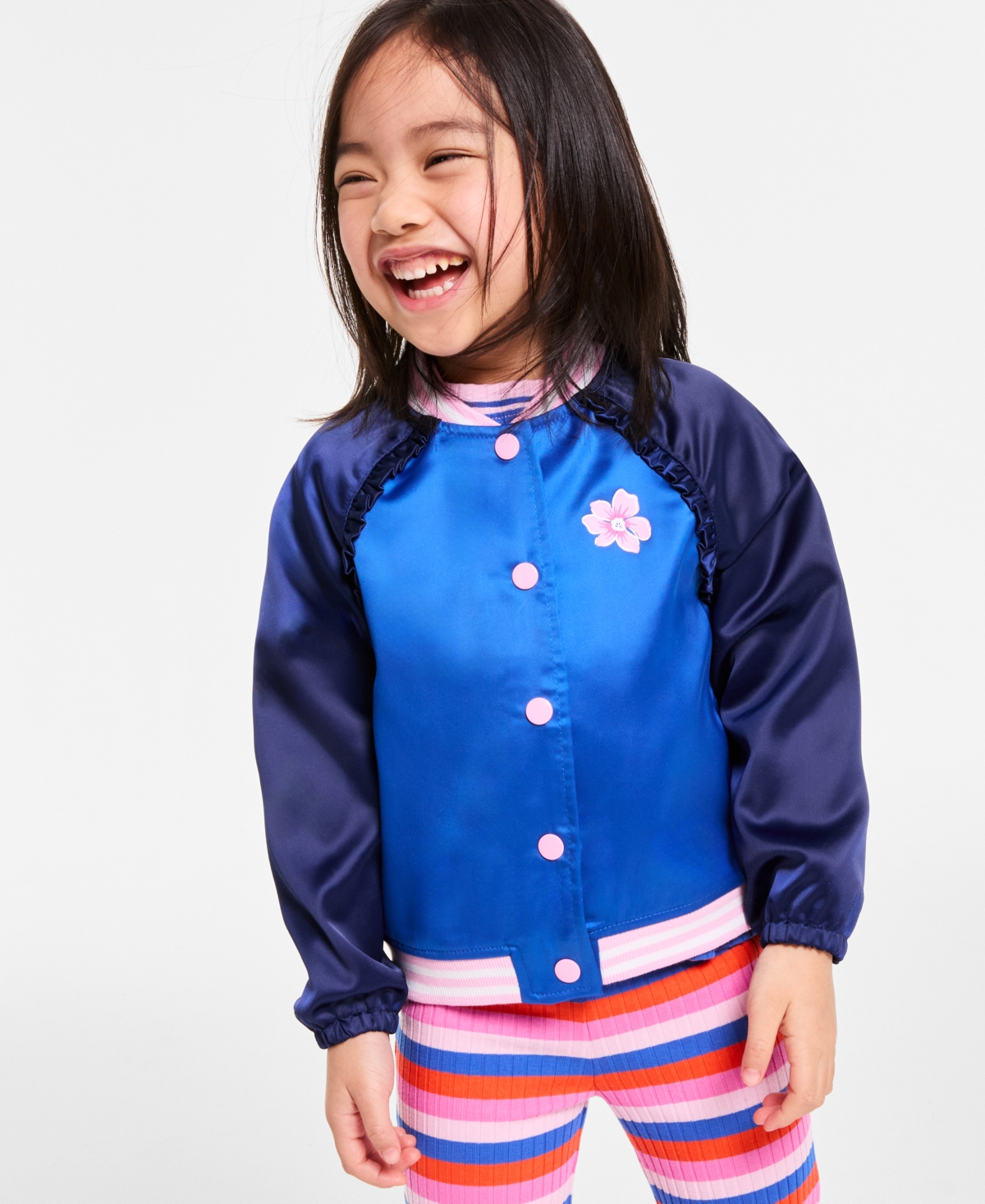 Epic Threads Toddler Girl Satin Bomber Jacket, Toddler, Exclusively At Macy's In Nautical B