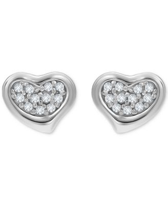 Cubic Zirconia Cluster Heart Stud Earrings in 18k Gold-Plated Sterling Silver