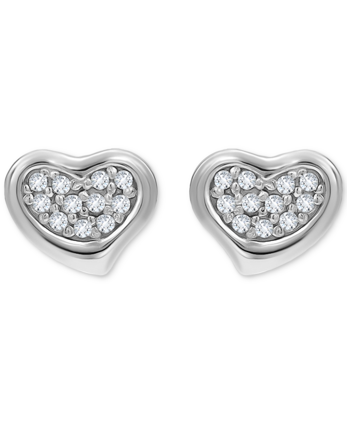 Giani Bernini Cubic Zirconia Cluster Heart Stud Earrings In 18k Gold-plated Sterling Silver, Exclusively At Macy's In Silver