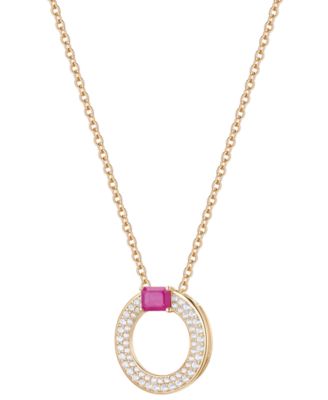 Sapphire (1/4 ct. t.w.) & Diamond (1/4 ct. t.w.) Circular Pendant 18" Necklace in 14k White Gold (Also Available in Ruby & Emerald)