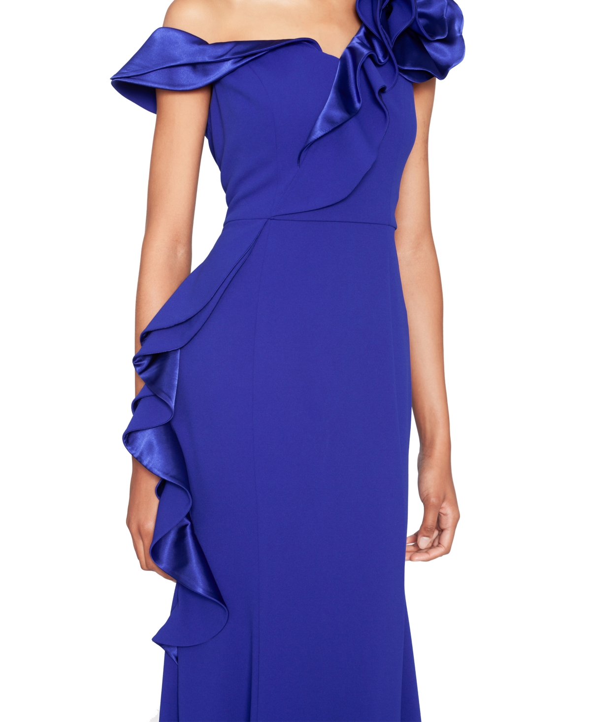 Shani Women's Asymmetric Ruffled Sleeveless Gown In Cobalt Blue